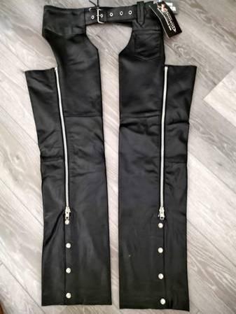 Black LEATHER Motorcycle CHAPS Xelement #7550 Sz 34 - BRAND NEW!!
