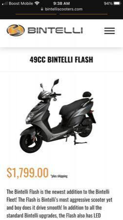 Bintelli 50cc scooters ON SALE