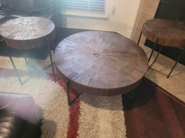 Coffee Table and Accent Side Table Set of 3 Reclaimed Wood New
