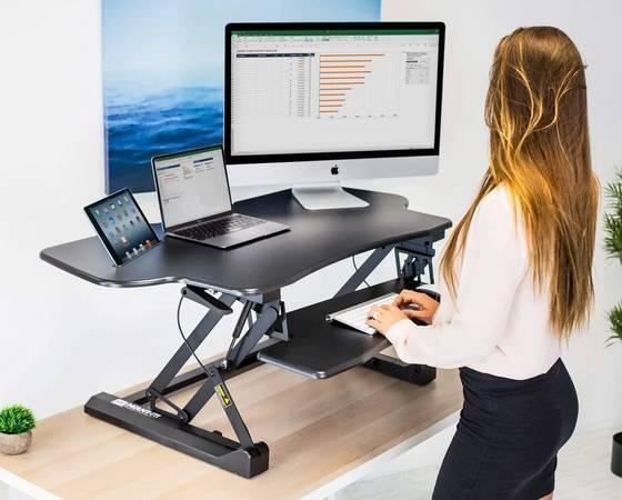 Mount-It! Extra Wide Height Adjustable Standing Desk Converter