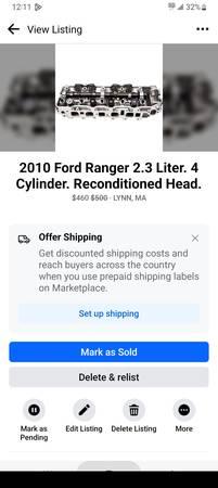 2010 Ford ranger 2.3l,4 cylinder. Reconditioned Cylinder Head