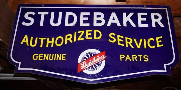Antique 2-Sided 1930's Porcelain Studebaker Authorized Service Sign 48
