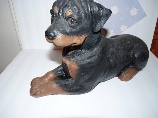 Rottweiler Puppy Dog Figurine sitting -8 1/2