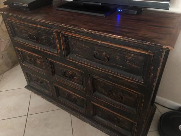 Refinished 53.5 inch Solid Wood Dresser / Media Console / Sideboard /