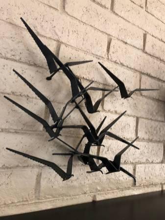 Rare signed C. Jere Birds in Flight Metal Sculpture