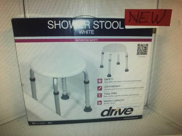 Drive Medical Adjustable Height Bath Stool, White
