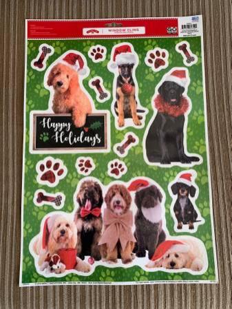 Window Clings - Dogs / Puppies Themed Christmas / Holiday Decor - New!