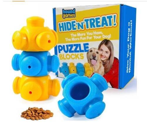 HOUNDGAMES 4 piece Hide 'n' Treat Puzzle Blocks for Dogs