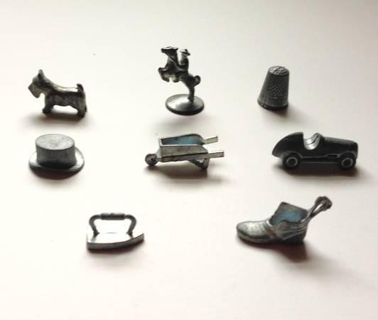 Vintage Monopoly tokens-houses-hotels