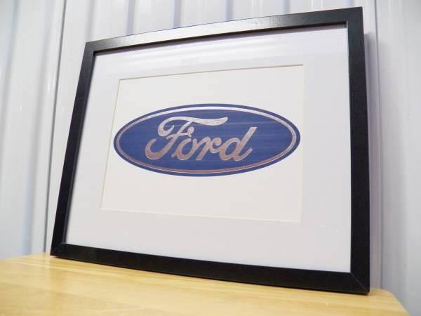 Wooden And Glass Ford Oval Logo Art Print! Man Cave Decor Mustang F150