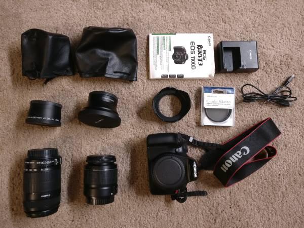 $450 Canon EOS Rebel T3 DSLR Camera with extra lenses and accessories
