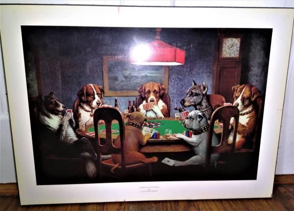 Dogs Playing Poker Beerhall ART Print  -- Laminated  -- C.M. Coolidge