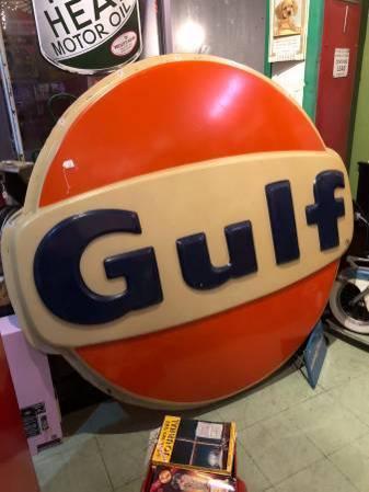 Vintage Gulf Gas Station Sign 6ft x6ft plastic advertising
