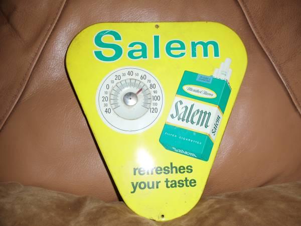 Collectible Tin Advertising Salem Cigarettes Thermometer Vintage 1960