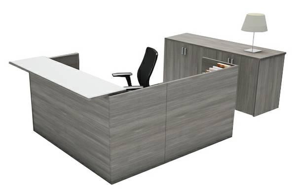 NEW AMBER L-SHAPE RECEPTION OFFICE DESK SHELL - 6 COLOR OPTIONS