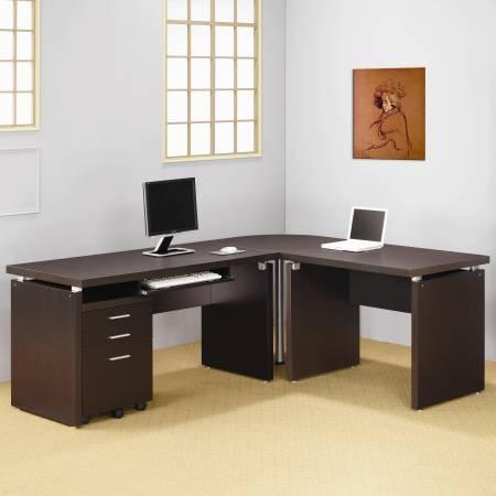 4pcs L Shaped Office Desk with Filing Cabinet