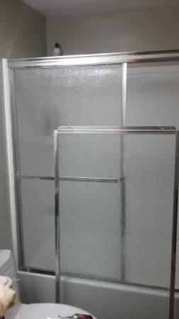 Shower Door 56 3/4-in W x 57 1/8-in H Silver Bathtub Door
