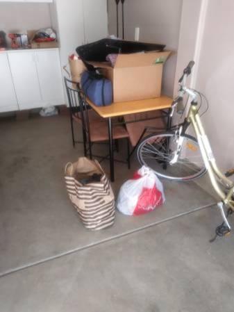 Free dining table, chairs, shelves