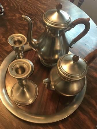 Royal Holland Pewter Coffee/Tea Service Set/Candles