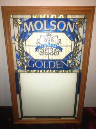 Molson Golden Beer Canada Stained Glass Bar Sign