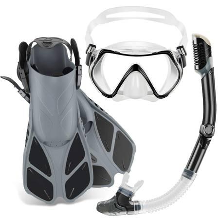 Mask Fin Snorkel Set with Adult Snorkeling Gear, Panoramic View Diving