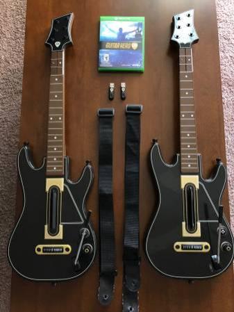 Guitar Hero Live Game and Two Guitar Controllers for Xbox One