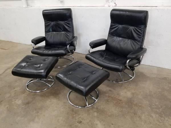 Ekornes Stressless in Black Leather and Chrome - 2 Available
