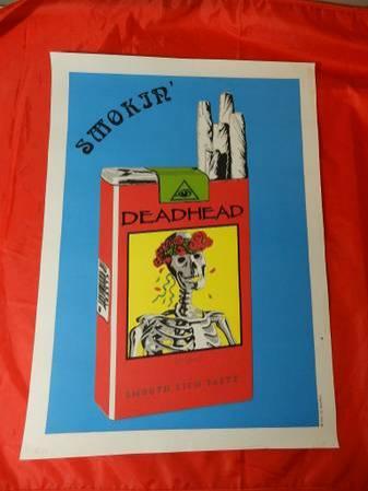 VINTAGE GRATEFUL DEAD ART PRINT-1986 SMOKIN'- DEADHEAD BRAND CIGARETTE