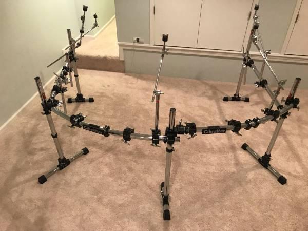 Gibraltar Double Bass Drum Rack HUGE! 14 Clamps 6 Cymbal Booms Drums