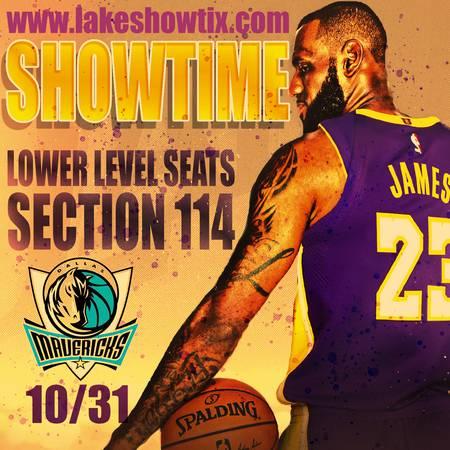 Los Angeles Lakers vs Dallas Mavericks 2 Tickets Section 114 10/31