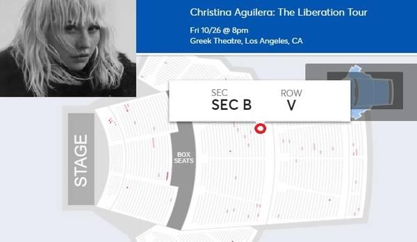 Great Seats~Hard Tix ~ CHRISTINA AGUILERA Greek Theater 10/26 SOLD OUT