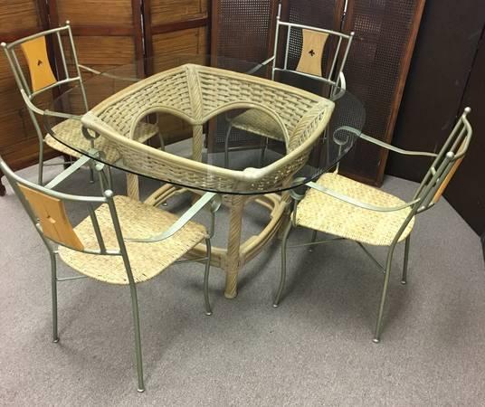 Glass Top Dining Table and Four Chairs