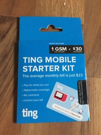 Ting Mobile Cell Phone No Contract GSM Sim Card & $30 Credits
