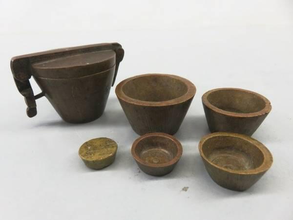 Antique 6-Piece Brass Apothecary Nesting Cups Graduated Weights