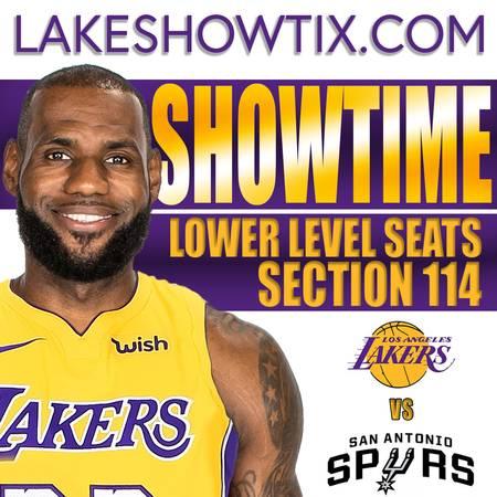 Los Angeles Lakers vs San Antonio Spurs 2 Tickets Section 114 10/22