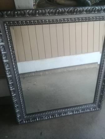 Mirror - Beveled in Wooden Silver/Grey and Black Frame