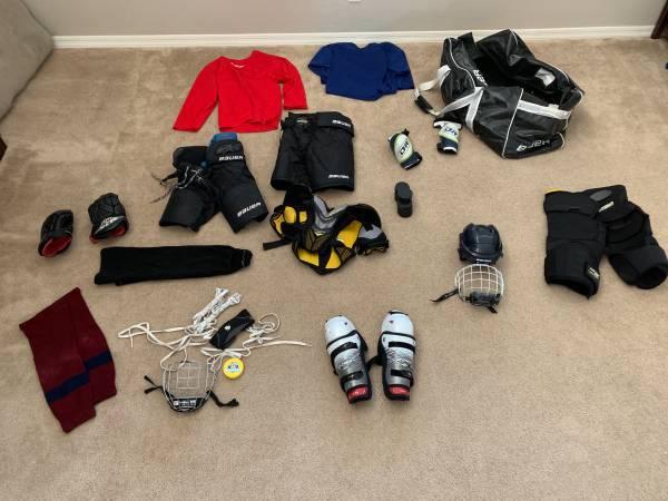 Hockey Gear..Bauer Shoulder & Leg pads, Elbow pads, practice jerseys