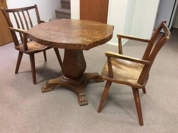 Unique Clawfoot Table and Pair of 1950âs H. T. Cushman Dining Chairs