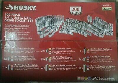 Husky 200 pc. 1/4 in, 3/8 in, 1/2 in drive socket set