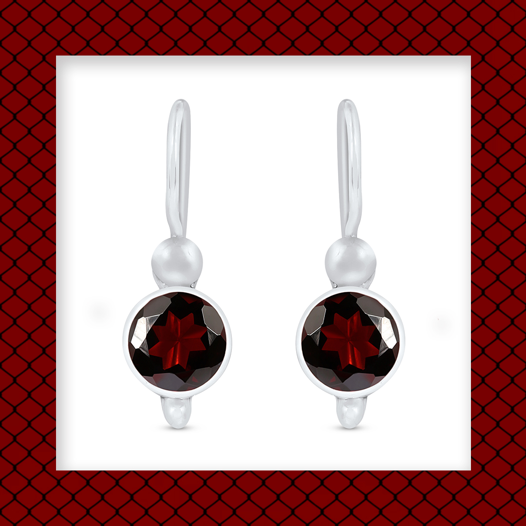 Garnet dangle earrings in .925 Sterling Silver - Valentine Day 2020