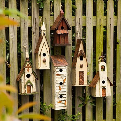 WOODEN BIRD HOUSE HANGING CHURCH BIRDHOUSE FOR OUTSIDE